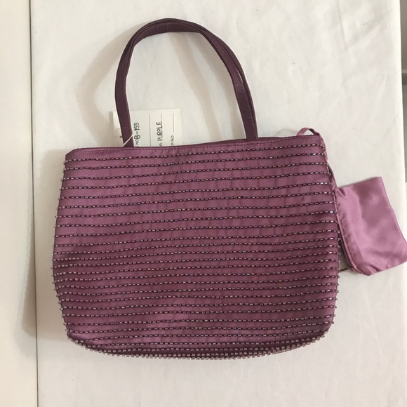 Amethyst Purple Iridescent Shimmery Beaded Handbag - Picture 8 of 9